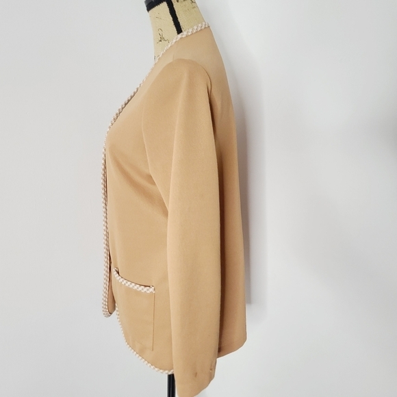 Vintage 60s 70s Mid Century Brown Houndstooth Trim Jacket Mod Retro - Picture 2 of 13